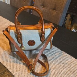 Dooney And Bourke Vintage Classic Tan and Cream Leather Handbag